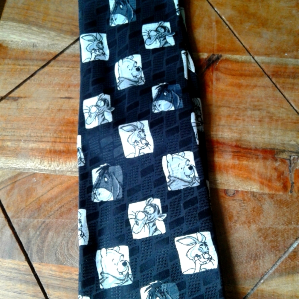 Vintage Disney Black and White Pooh and Friends Tie